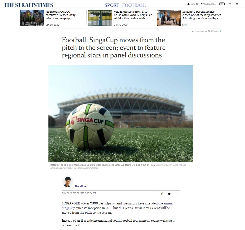 SingaCup on The Straits Times