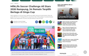 MilkLife Soccer Challenge All Stars 2026 Concludes, 34 Selected Players to Compete at Singa Cup - Bola.com - screenshot of article on Bola.com