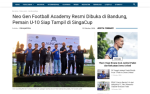Neo Gen Football Academy Officially Opens in Bandung, U-10 Players Ready to Play at SingaCup - screenshot of article on FOKUSJabar.id