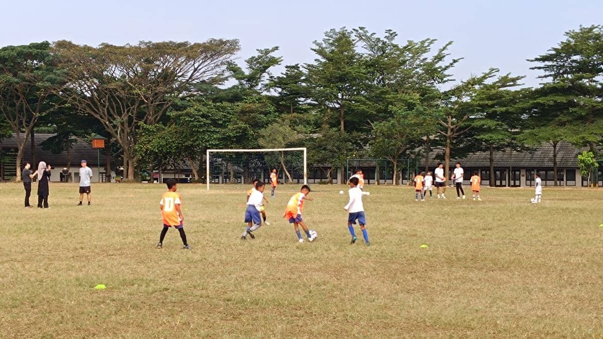 Young footballers at the Neo Gen Football Academy trials in Bandung