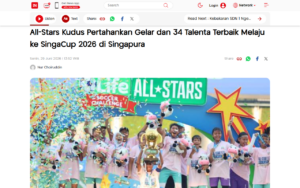 All-Stars Kudus Retain Title and 34 Top Talents Advance to SingaCup 2026 in Singapore - iNews Pantura - screenshot of article on iNews Pantura