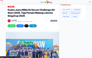 Kudus Win the MilkLife Soccer Challenge All-Stars 2026, Three Malang Players Make SingaCup 2026 - JatimTIMES - screenshot of article on JatimTIMES