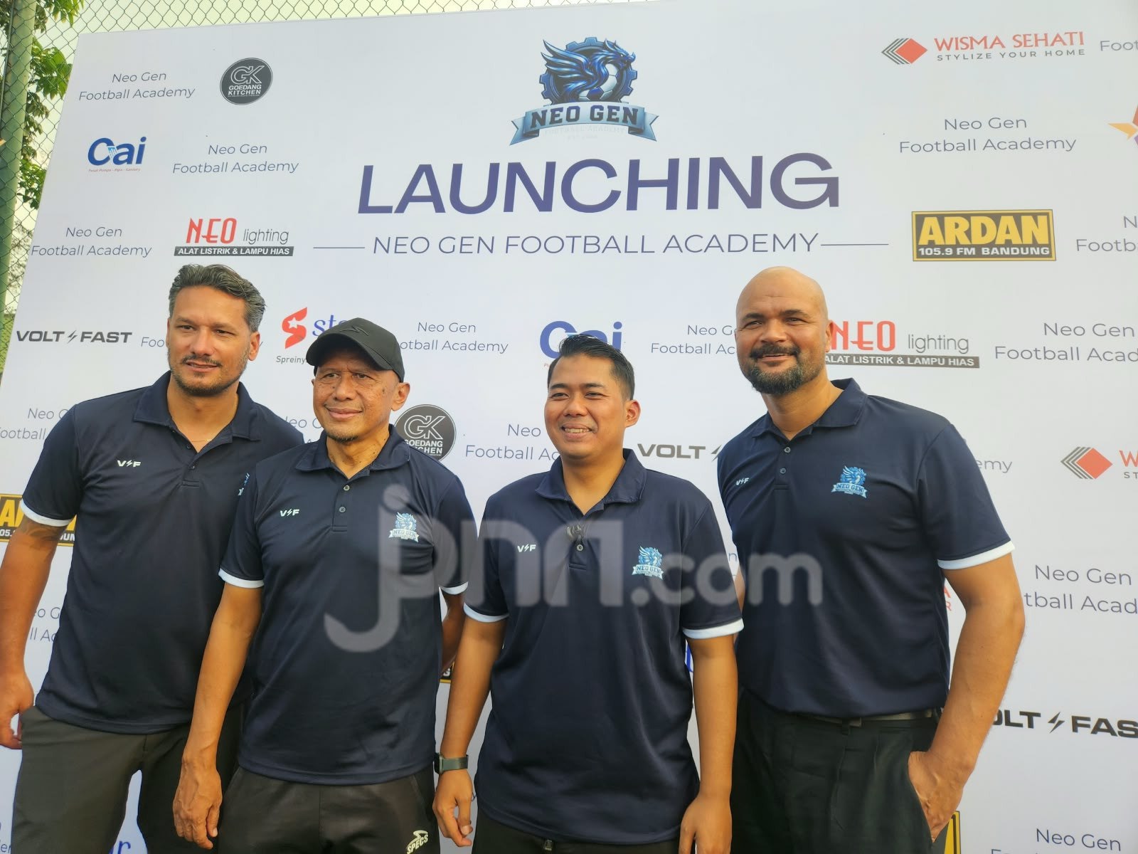 Raphael Maitimo, Rahmad Darmawan, Rizky Bagja and Sergio Van Dijk at the opening of Neo Gen Football Academy in Bandung
