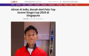 Aimar Al Adlu, Boy from Palu, Top Scorer at Singa Cup 2025 in Singapore - Kaidah.ID - screenshot of article on Kaidah.ID