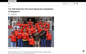 SSB Selection Palu Team to Take Part in Football Championship in Singapore - Kareba Sulteng - screenshot of article on Kareba Sulteng