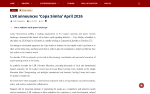 LSR Announces Copa Simha for April 2026 - LankaTalks - screenshot of article on LankaTalks