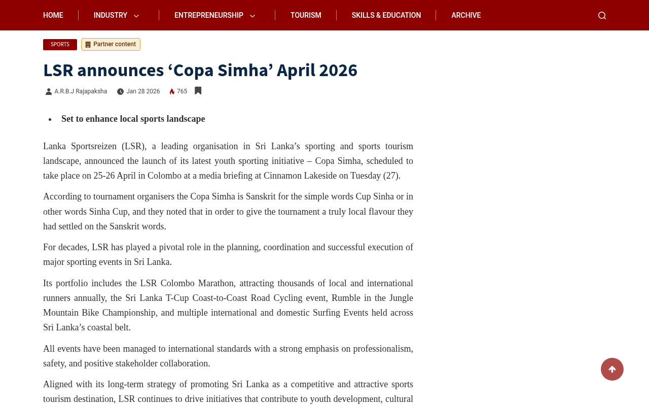 LSR Announces Copa Simha for April 2026 - LankaTalks - screenshot of article on LankaTalks
