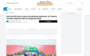 Penalty Shoot-Out Between Kudus and Jakarta Keeps the Crown at Kudus, 34 Best Talents Continue Their Mission to SingaCup 2026 - Radar Semarang - screenshot of article on Radar Semarang