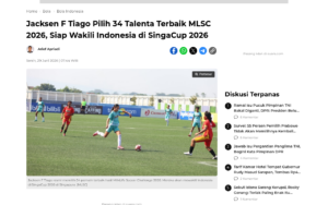 Jacksen F. Tiago Picks 34 Best Talents from MLSC 2026 to Represent Indonesia at SingaCup 2026 - Suara.com - screenshot of article on Suara.com