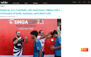 SingaCup 2025 Concludes 15th Anniversary Edition with a Celebration of Youth, Inclusion, and Global Unity - Tabla - screenshot of article on Tabla