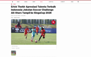 Erick Thohir Praises Indonesia's Best Talents from the Soccer Challenge All-Stars Heading to SingaCup 2026 - VIVA - screenshot of article on VIVA